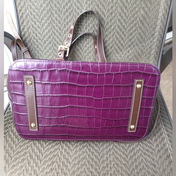 ❌️SOLD❌️ Dooney & Bourke TRINA Grape Croc Leather Satchel Bag - Picture 5 of 8